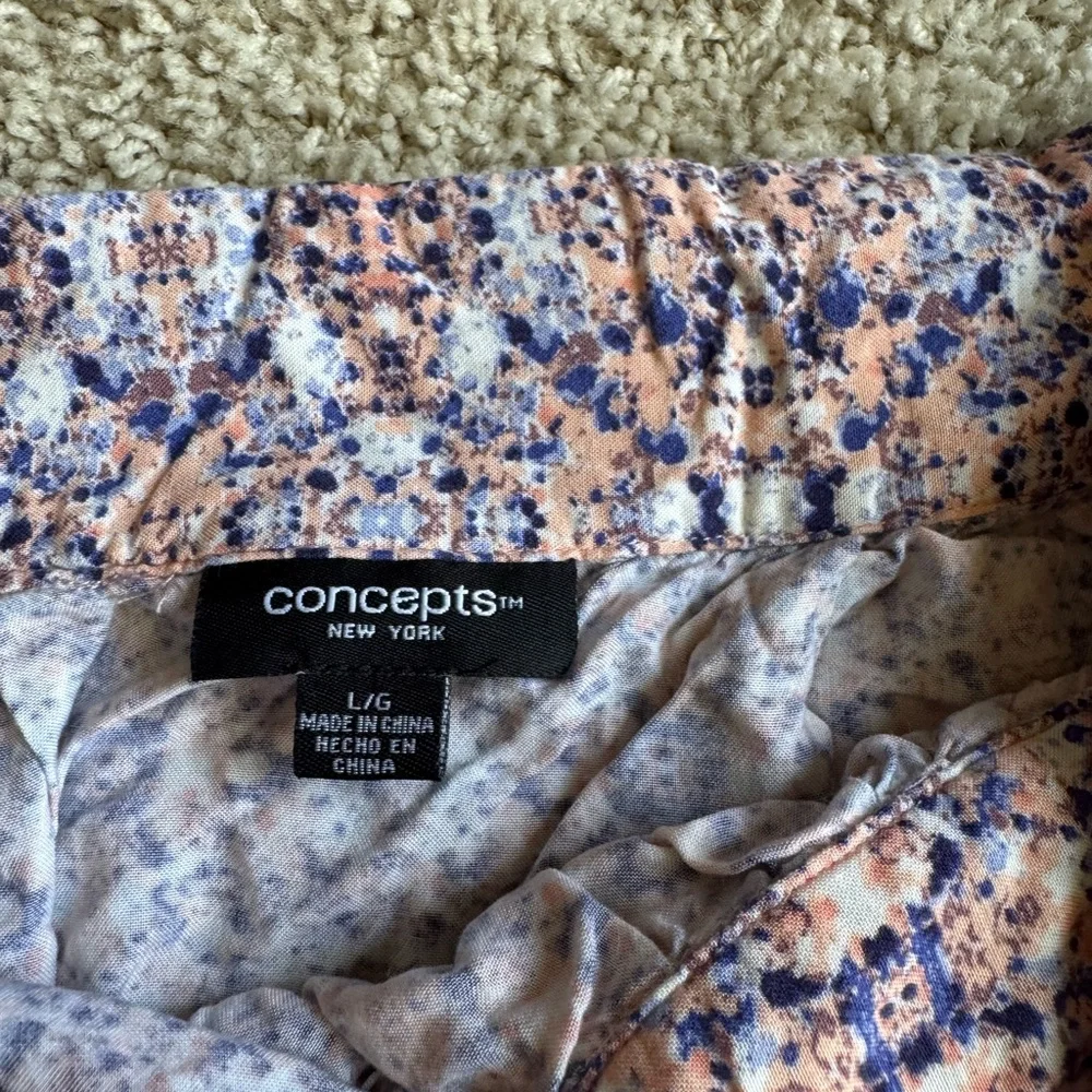 Concepts New York Women’s Pink/Blue Floral Zip Up Skirt with Tie Belt L EUC